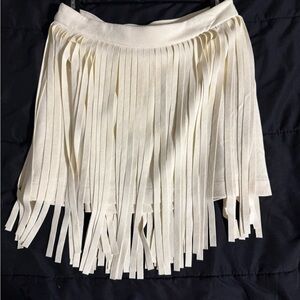 Western cream color soft suede mini skirt with fringe. *Never worn*